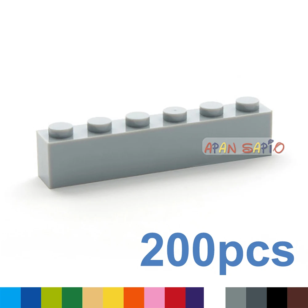 200pcs Building Blocks DIY thick 1x6 Dots 16Color Bricks Size Compatible With 3009 bricks kids toys Educational for children