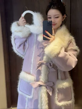 Long-Length Women's Jackets with Bow - New Outerwear: Light Luxury, High-Quality Parka for Warm Winter Coats