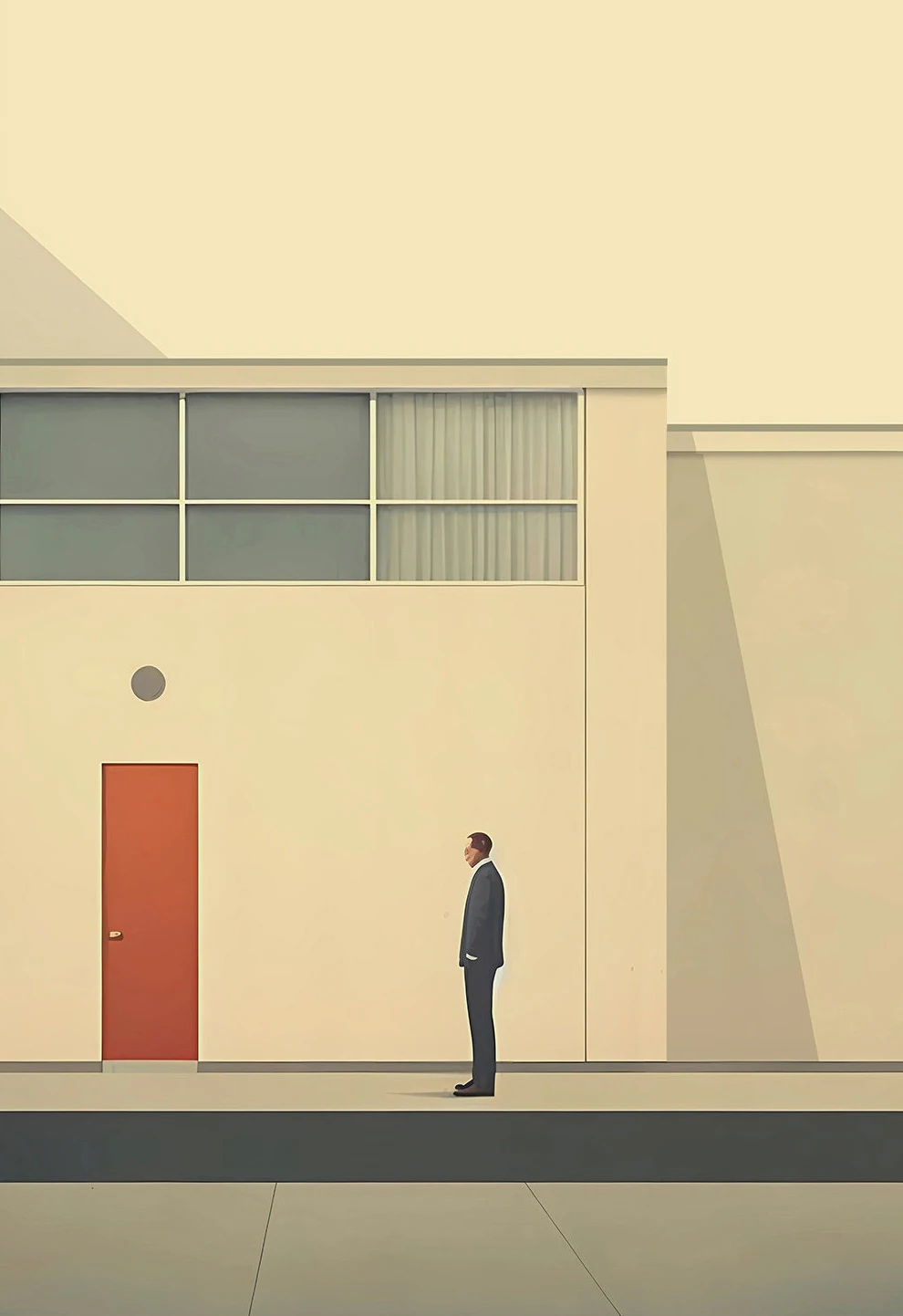 Minimalist Bauhaus Architecture Abstract Canvas Art