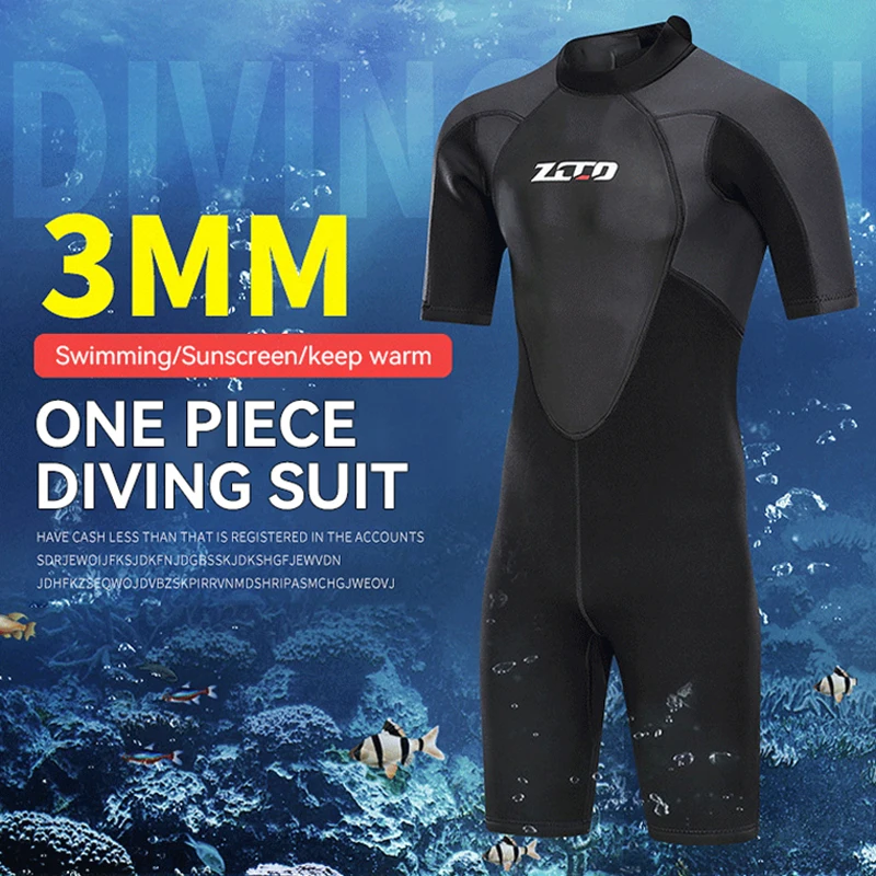 

Men's 3mm Shorty Neoprene Wetsuit One-piece Short Sleeve Sunscreen Thickened Warm Surfing Norkeling Swimming Deep Diving Suit