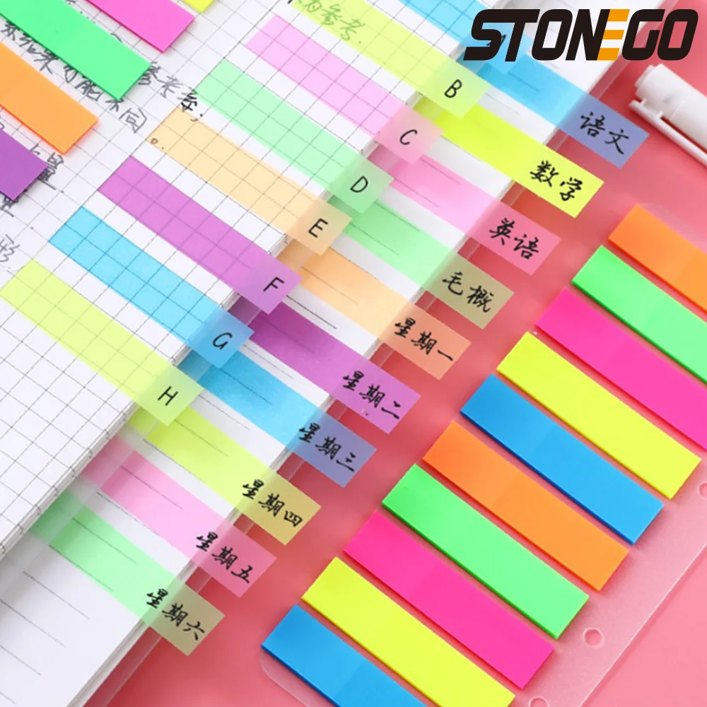 Paper Bookmark 200 Sheets Fluorescence Self Adhesive Memo Pad Sticky Notes Marker Student Office Supplies
