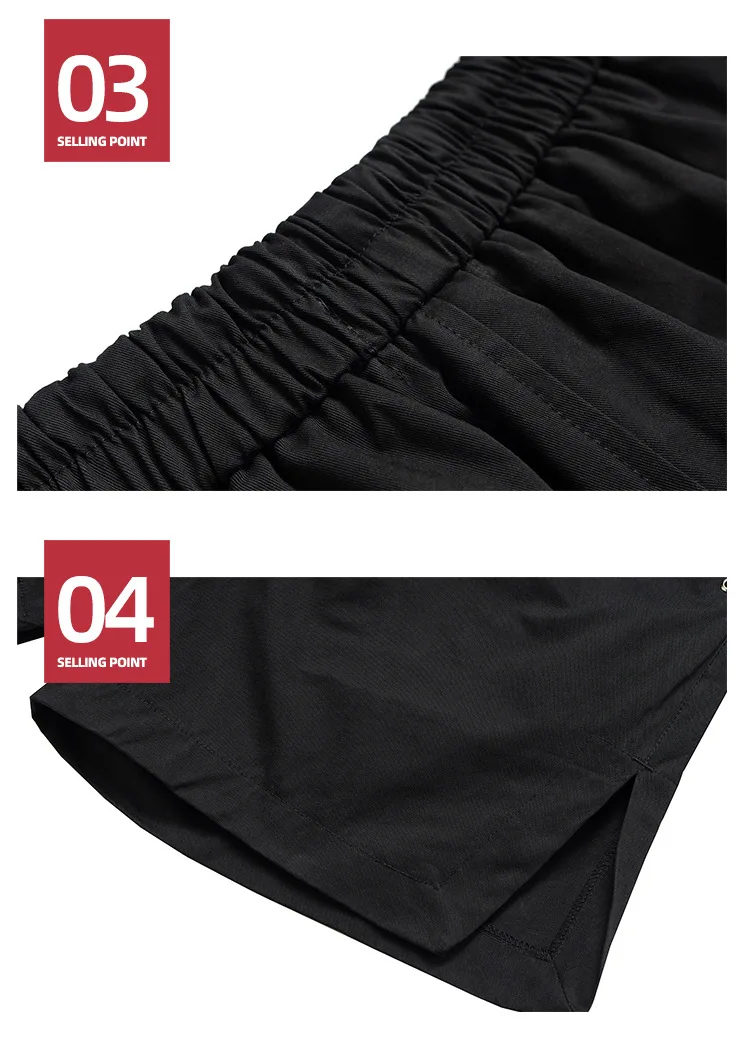 MIJKO Side Split Boxing Shorts Mens Elastic Waist Black Drawstring Five Quarter Pants 5