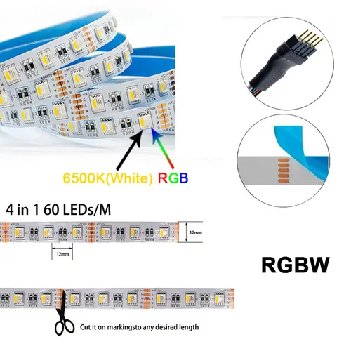방수 RGB LED 스트립, 유연한 라이트 벨트, LED 리본 테이프, 홈 장식, 24V RGBW 램프 스트립, 5M 300LED, 5050 DC12V 60LED/M 2