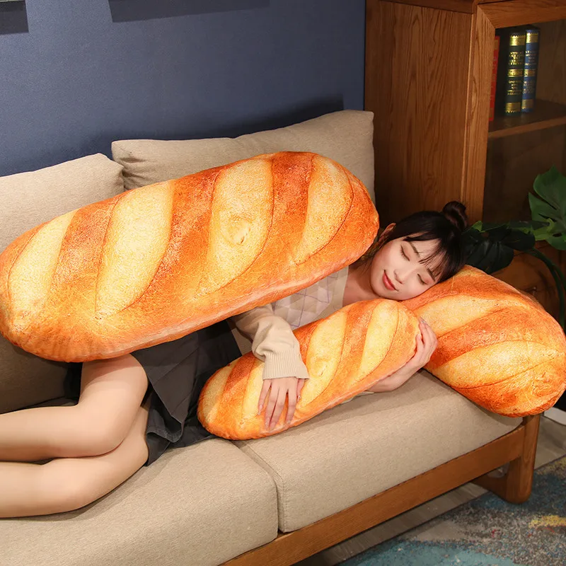 Simulation French Bread Plush Pillow Stuffed Printing Images Food Plushie Peluche Party Prop Decor Sleeping Companion Man Gift 5