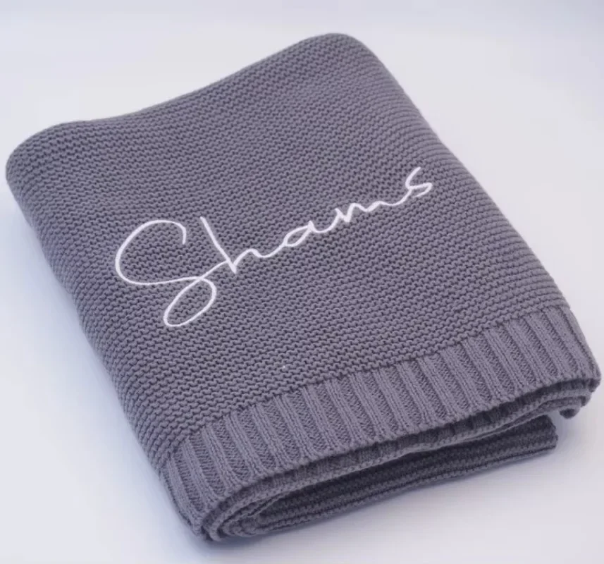 Personalized Baby Blanket Boy Girl Soft Breathable Newborn Stroller Crib Cover Knitted Blanket with Name Shower Gifts 6