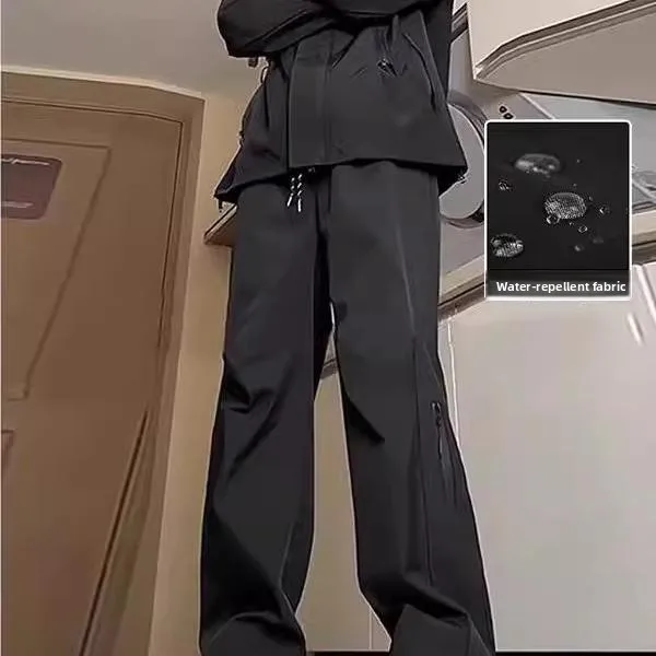 Men's Thiened Fce Lined Straight Leg Casual Pants for Autumn Winter Wear Resistant Dirt Proof Ideal for Construction Wor...