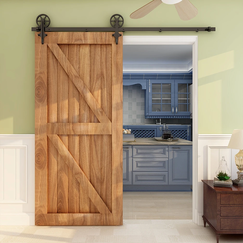 CCJH 2PCS Black Sliding Barn Wood Door Rollers Hanger Kit with Accessories (No Rail/No Doors) ,Can be Customed