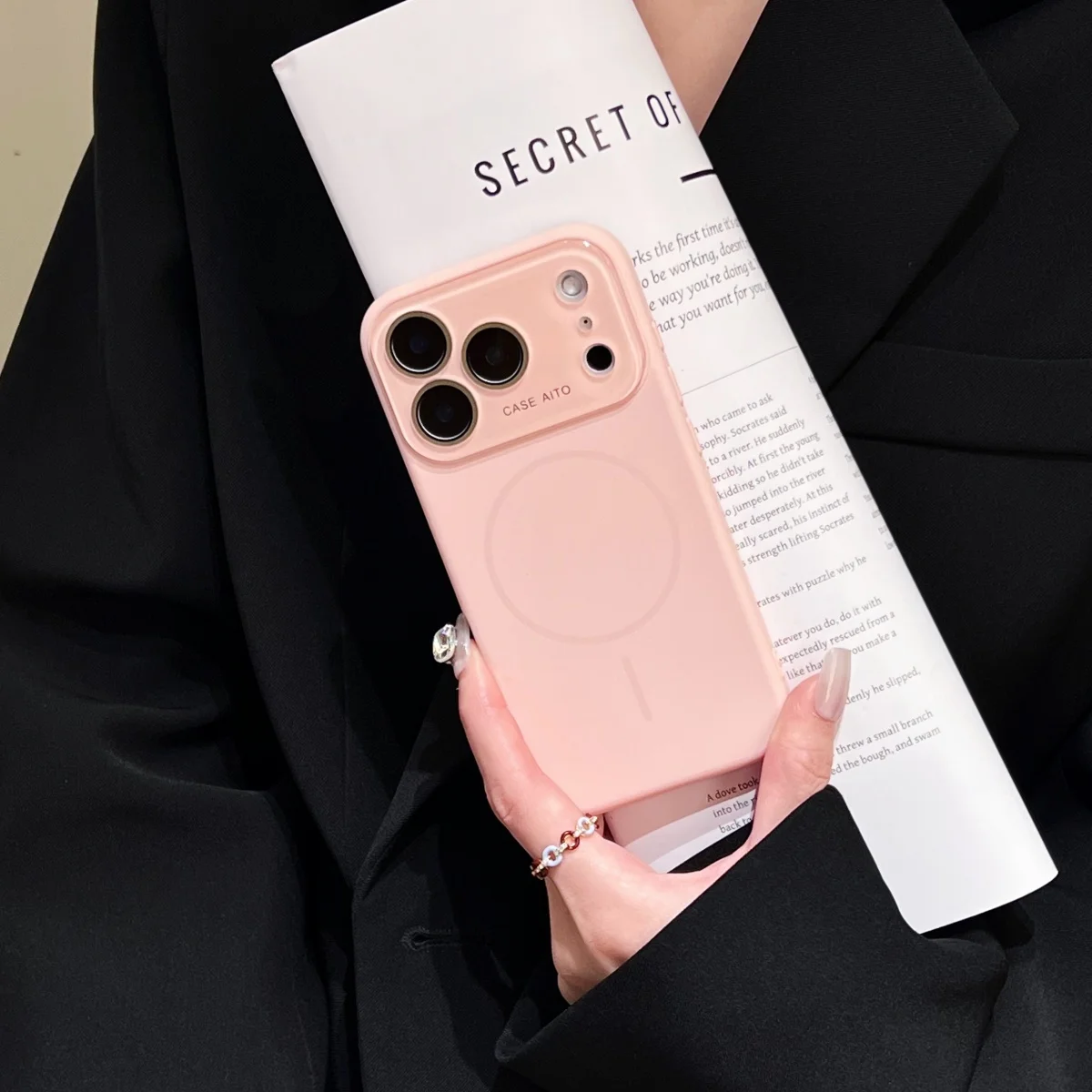 Liquid Silicone MagSafe Magnetic Shockproof Phone Case with Large Window Protect Cover