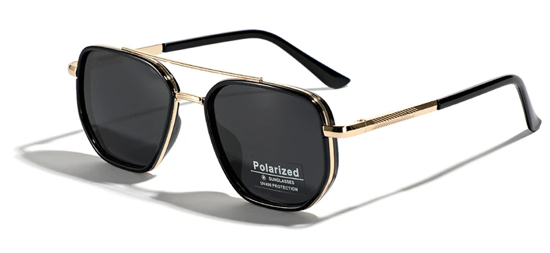 Peekaboo TR90 polarized sunglasses men retro style metal square sun glasses for women double bridge driving green black uv400