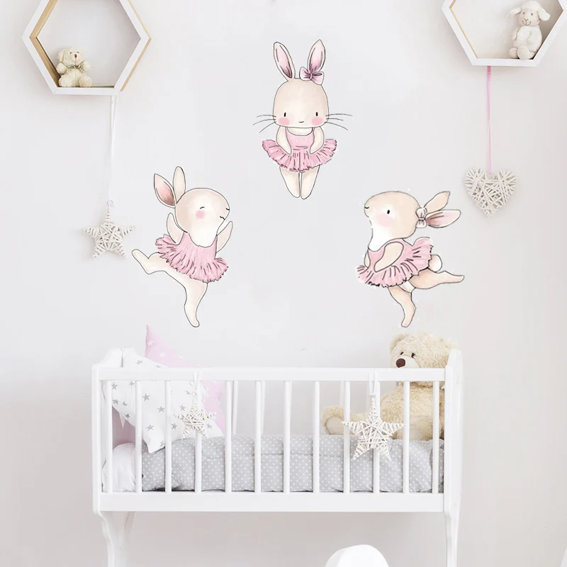 bonito coelho coração adesivos de parede para quartos das crianças crianças meninas decoração do quarto do bebê dos desenhos animados animal papel de parede berçário decoração vinil