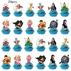 One Piece Themed Birthday Party Cake and Cupcake Toppers Set (24pcs)