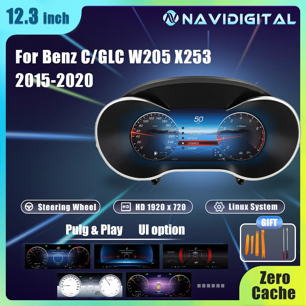 Grupo Digital LCD 12,3 para Mercedes Benz C/GLC W205/W253 2015-2020 años tablero de instrumentos automático Paneel Cockpit Speedme 1