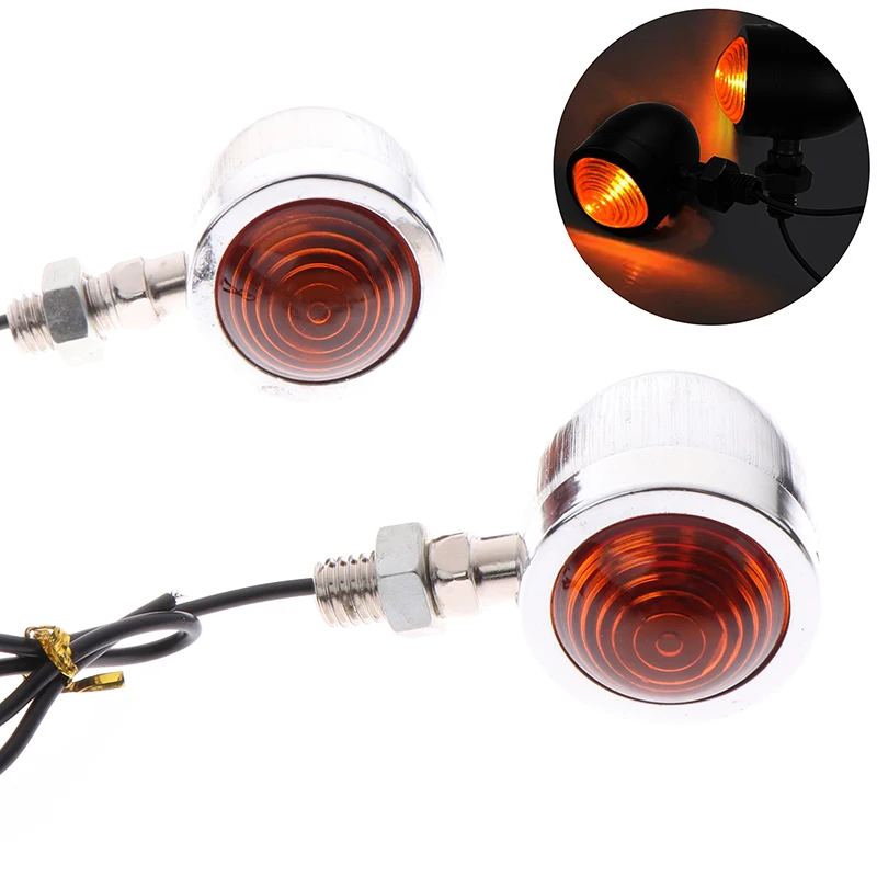 

Amber Motorbike Blinker Headlight 12v Indicator Lamp Bullet Chrome 2PCS Black Motorcycle Turn Signal Light