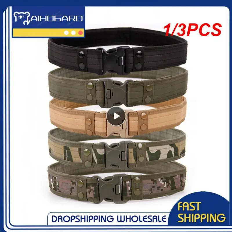 

1/3PCS Quick Release Military Tactical Belt Army Style Combat Belts Fashion Men Camouflage Canvas Waistband Outdoor Hunting