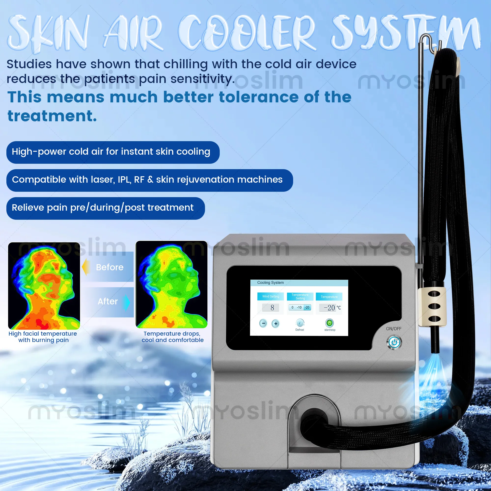 Best-selling Portable Mini Cryo Cold Air Skin Cooling Machine For Laser Device Laser Skin Cooling Device 2