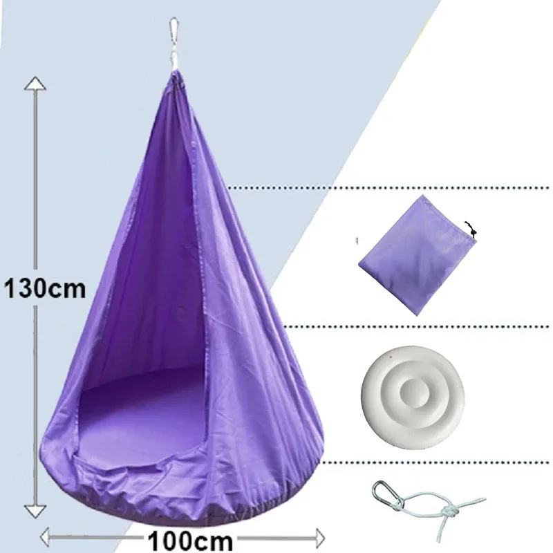 New Children's Hammock Hanging Chair 130x100cm Indoor Outdoor Kids Inflatable Swings with PVC Inflatable Cushion Portable Swings