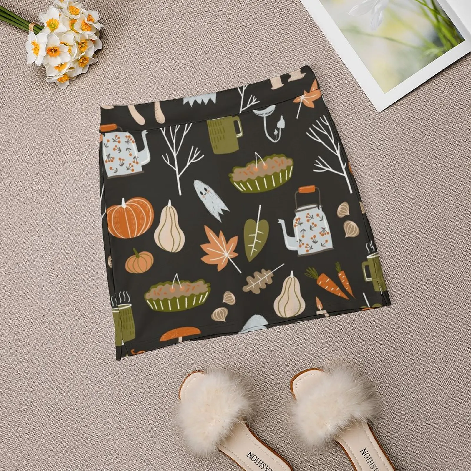 Fall seamless pattern with cozy nature elements. Light Proof Trouser Skirt summer dresses for women 2023 novelty in clothes