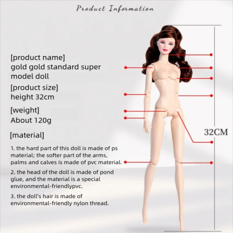 FR30 FR31 32cm Supermodel Doll Fashion Cute Trendy Figure DIY Toys White Skin Original European American Style Fashion Collector