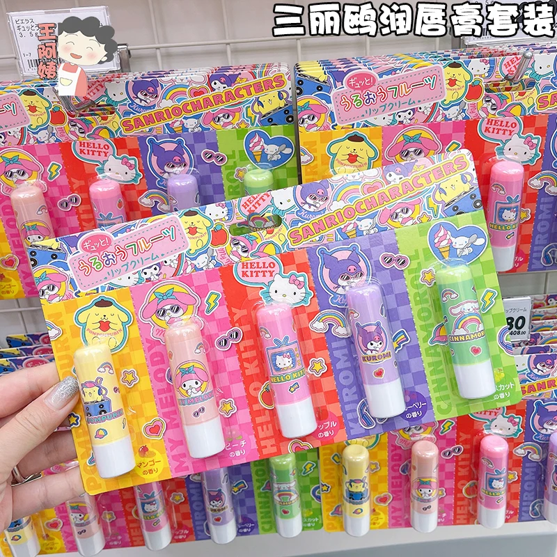 

Cartoon Sanrioed My Melody Kuromi Lipstick Ins Kawaii Fruity Moisturizing Moisturizing Anti-Crack Repair Lip Balm Holiday Gifts