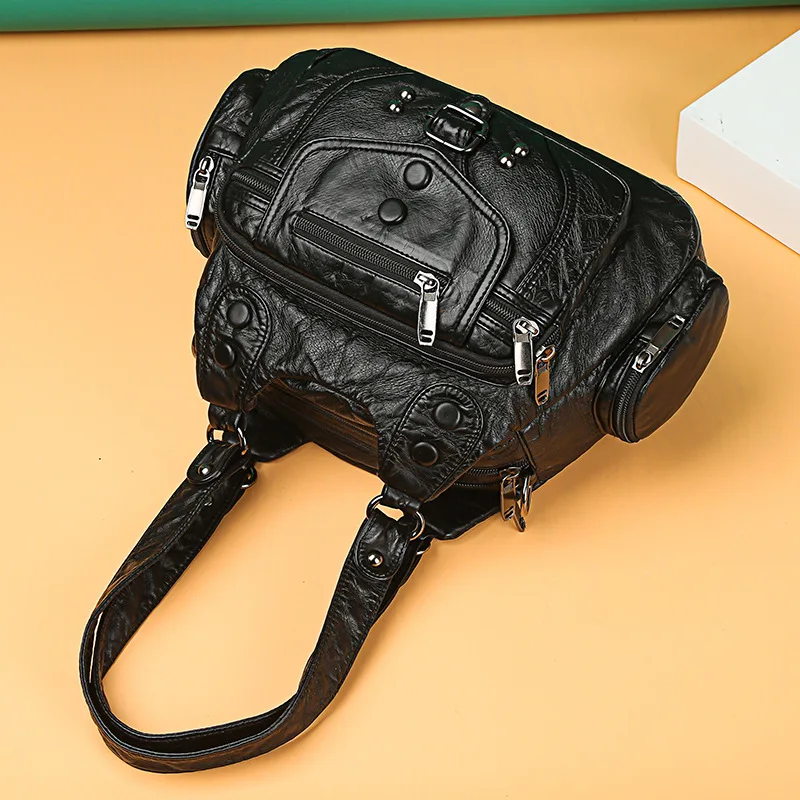 Women's Crossbody Bag Soft Leather Multi-ket Faionable Urban Simple Sle Daily Match Zipper Closure Medium Size Tote Bag