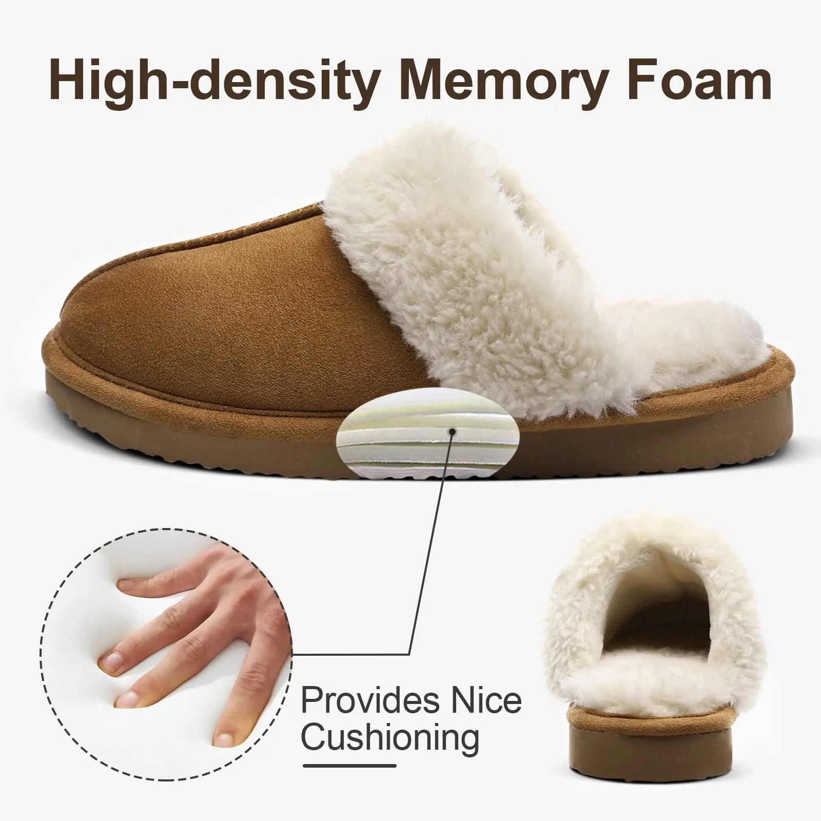 Fuzzy Memory Foam Slippers Fluffy Winter House Shoes