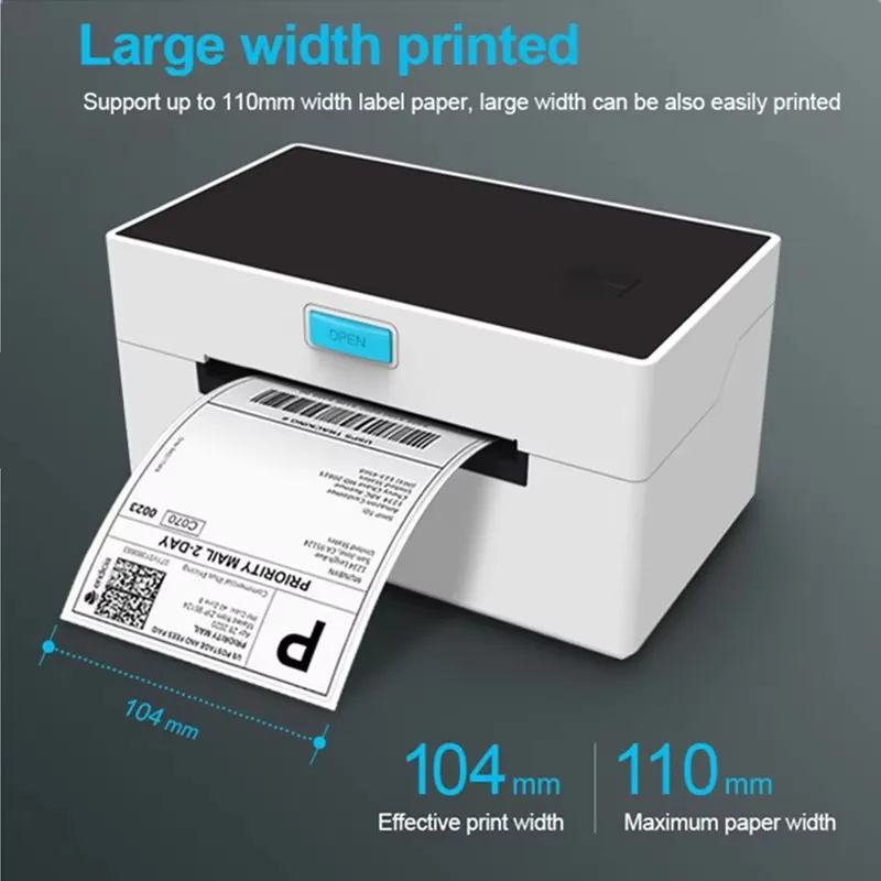 4인치 열전사 프린터 Z9220 휴대용 블루투스 무선 4X6인치 소형 배송 라벨 프린터 지원 안드로이드 맥 iOS 윈도우