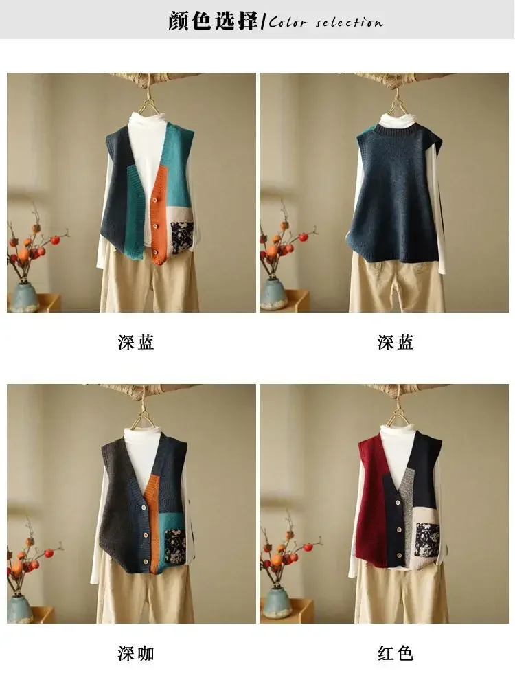 Korean Fashion Crop Sweater Women Vest Solid Loose Casual Sweater Vest Cable Knit Sweater Vest For Women Luxury Designer Tops