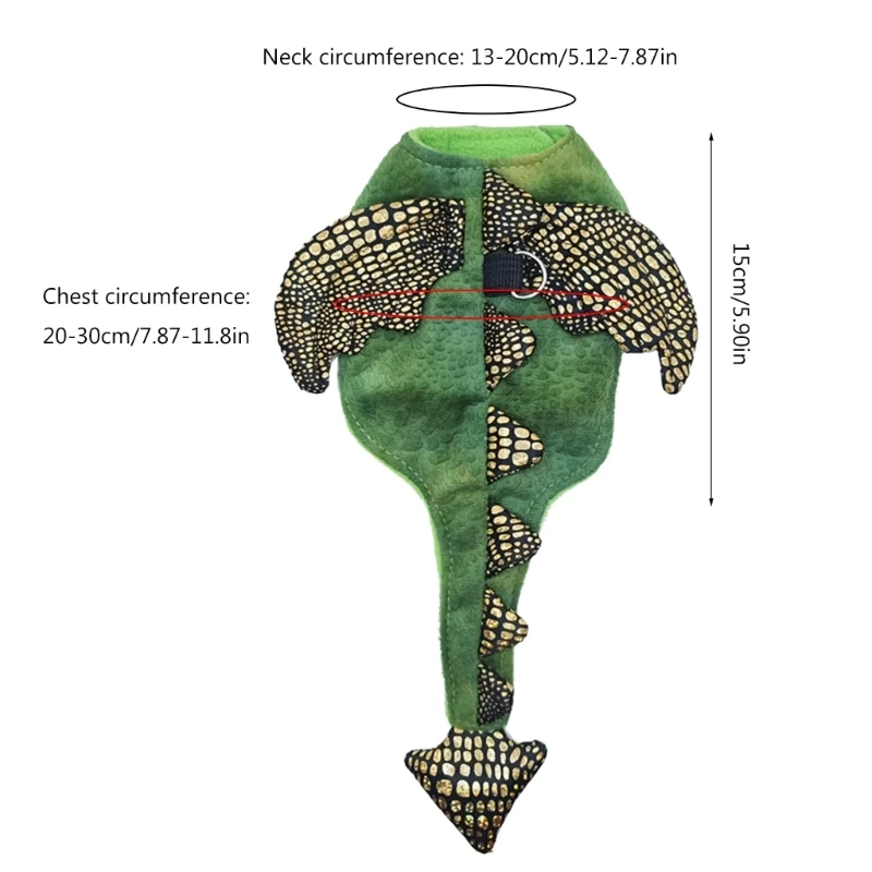 Reptiles Harness Dinosaur Costume with Leash Lizards Outdoor Walking Costume BeardedDragon Winter Clothes Easy Wear