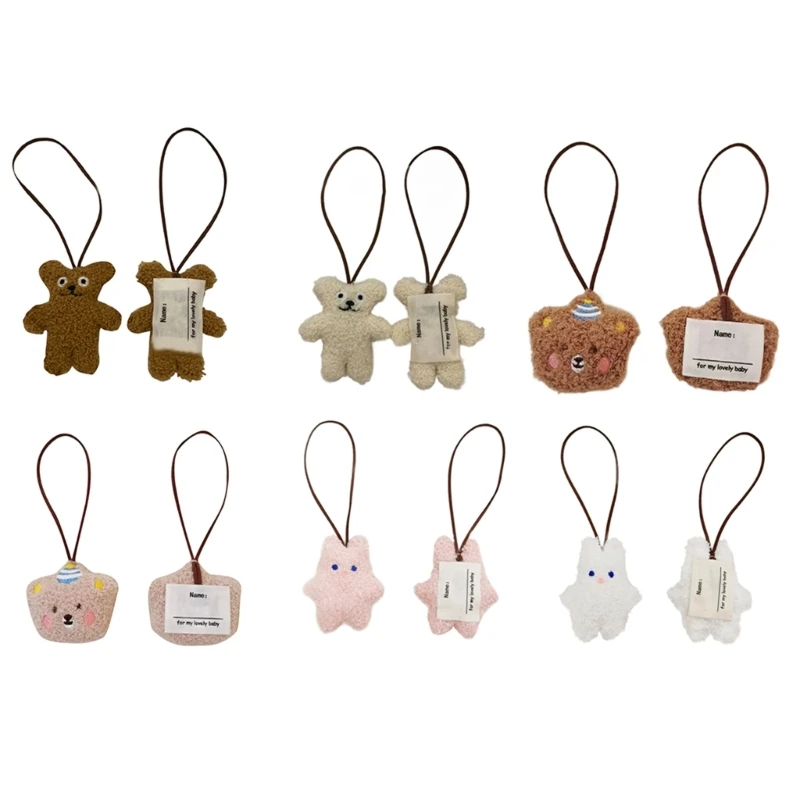 

Cartoon Bear Name Tag Keychain Keychains On Backpack Small Bear Toy Keyring Accessories for Girl Bag Keys Ornaments
