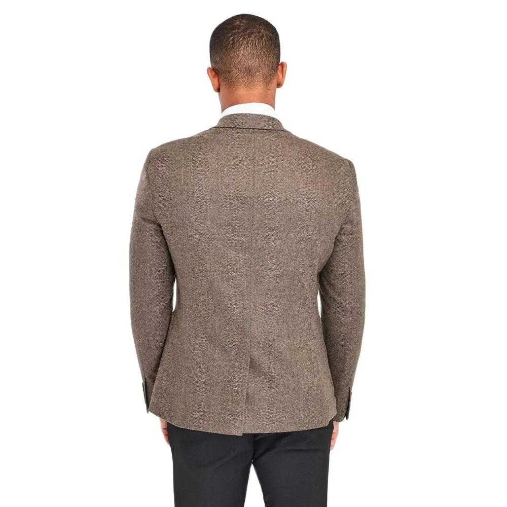 

High Quality Tweed Herringbone Pattern Men Suits Slim Fit 3 Piece Winter Sets/Brown Blazer Vest Pants Warm Costume Homme Supply