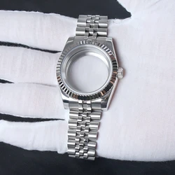 Stainless Steel Watch Case for NH35 Movements - 36mm/39mm with 28.5mm Dial and Datejust Oyster Style Parts (A10Case With Strap)