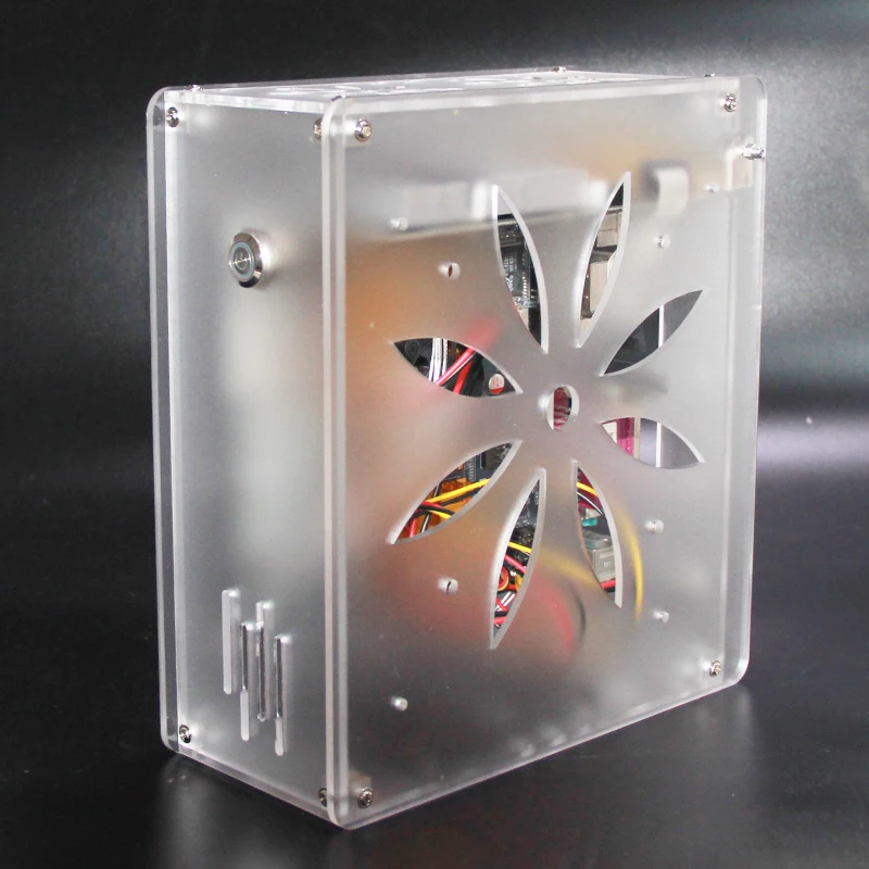 Mini itx computer case Acrylic frosted transparent chassis Personalized key cap switch design supports Graphics network card