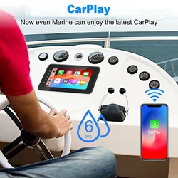 8 Inch Boat Multimedia Player Wireless CarPlay IPX6 Waterproof Bluetooth Marine Stereo for ATV Golf Cart CarPlay Android Auto