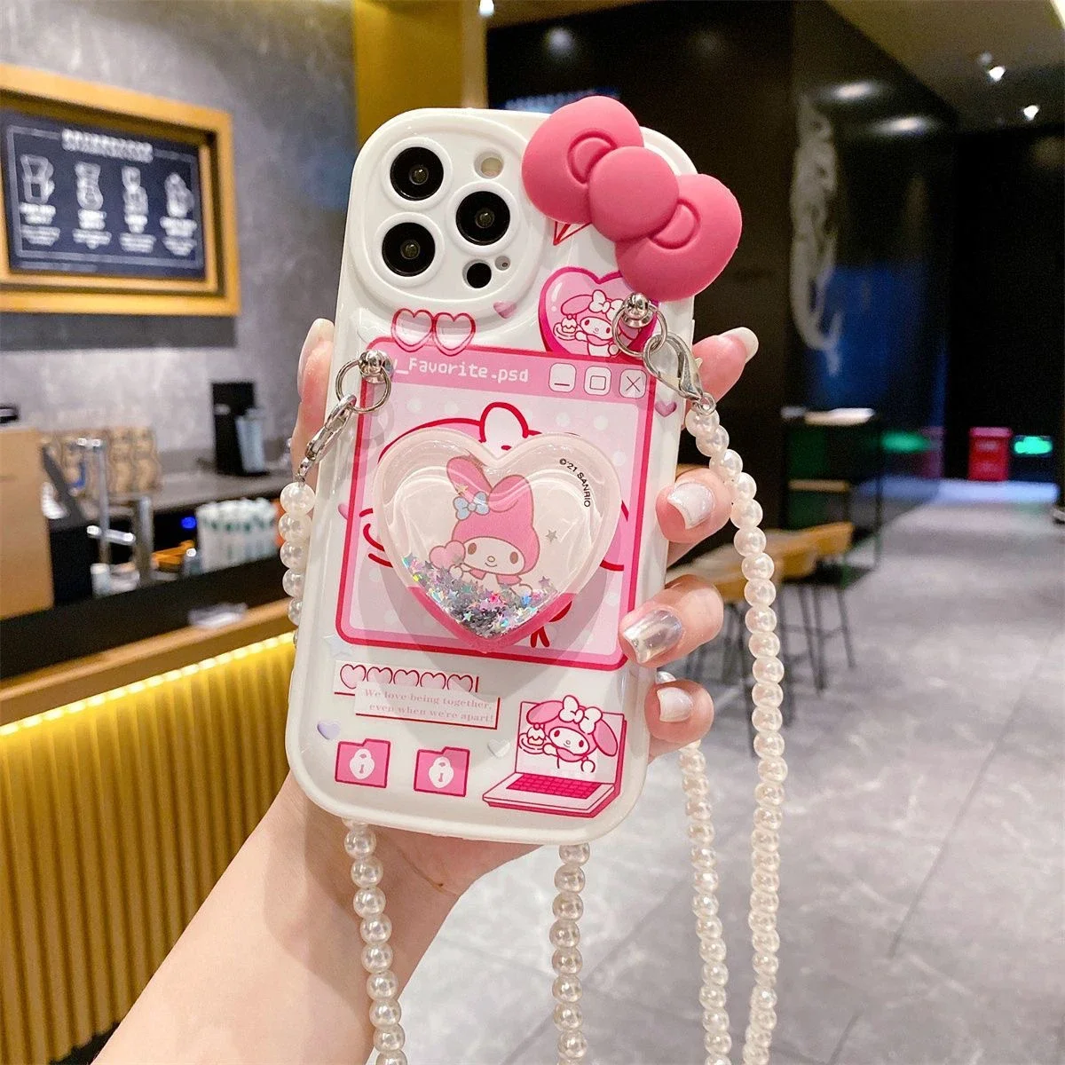 thumbnail image 1 of Sanrio-funda de teléfono de Hello Kitty My Melody, carcasa de silicona anticaída para iPhone 15, 14, 13, 12, 11 Pro Max, Mini, XR, XS MAX, 8, X, 7, SE Plus, 1 of 5