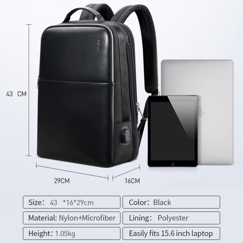 BOPAI 15.6"Laptop Business Backpack fro Men Anti-Theft, Waterproof USB Charge Travel Outdoor Male Wet Dry Separation Backpack 6