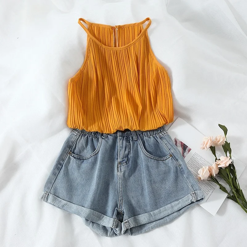 New Summer High Waist Denim Shorts Women Casual Loose Ladies Fashion Plus Size Elastic Waist Wide Leg Short Jeans Female