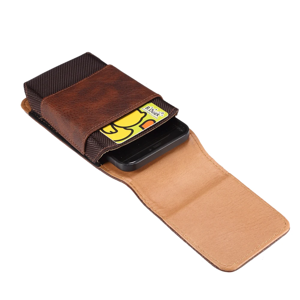 Leather Men Waist Bag-Universal Mobile Phone Belt Clip Case for iPhone 16 15 14 13 Pro Max Samsung Galaxy S22 S23 Xiaomi Huawei