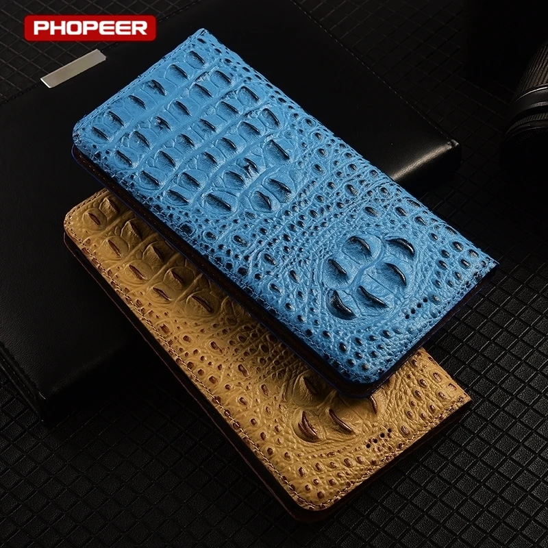 Luxury Genuine Leather Flip Magnetic Wallet Phone Case Cover