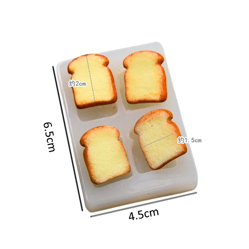 Mininature Cute Toast Bread Silicone Molds Pottery Clay DIY molds tools