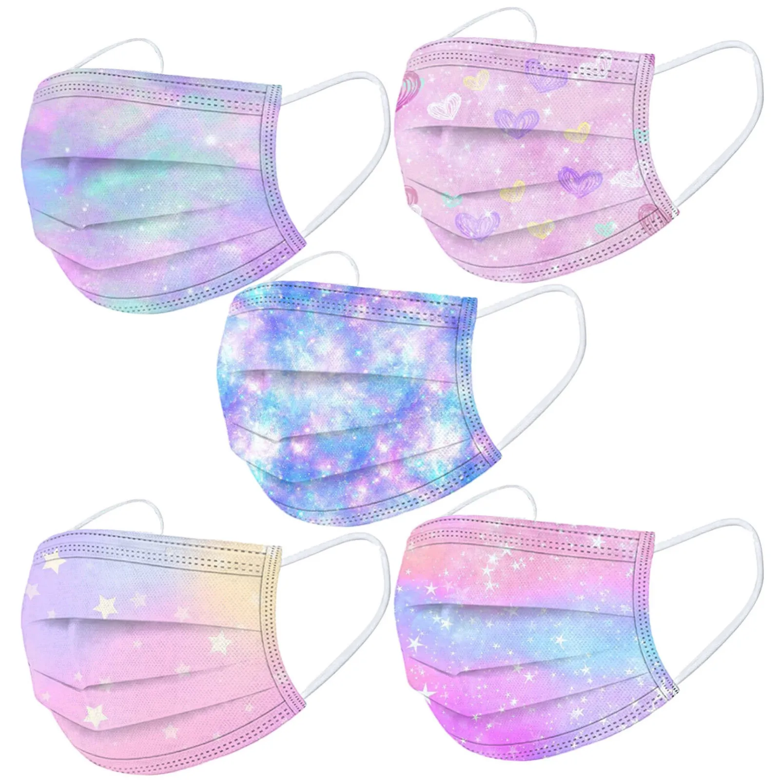 Children Gradient Star Printed Three-Layer Outdoor Dust-Proof Disposable Mask Colorful Children'S Masks With Blurred Colors