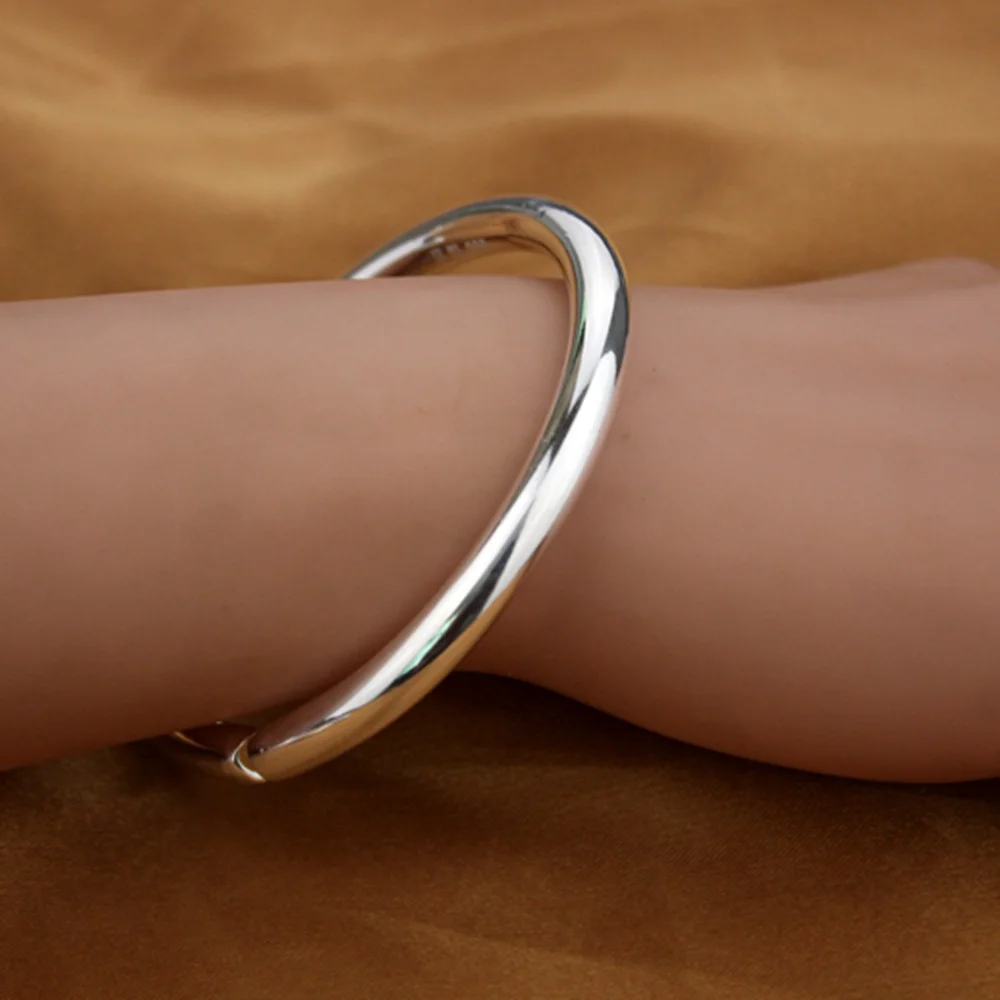 999 sterling silver bracelet frosted men's and women's pure silver bracelets glossy bringht opening couple silver bracelet