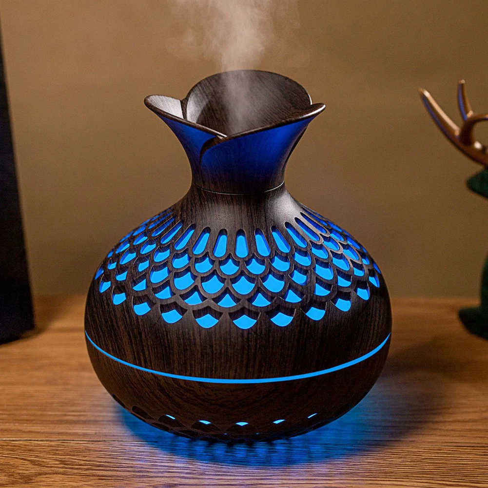Aromatherapy Diffuser USB Recharge Flower Vase Wood Grain Humidifier Mist Humidifier for Office/Home/Nursery/Study/Yoga Room 2