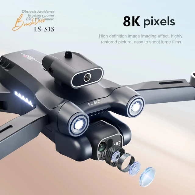 New s s mini drone cam ra k professional brushless motor dron obstacle avoidance hd dual camera