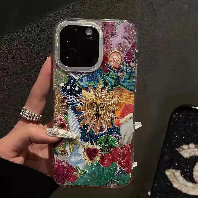 Luxury Abstract Sun Hard Cartoon Anti-Fall Shockproof Phone Case Cover