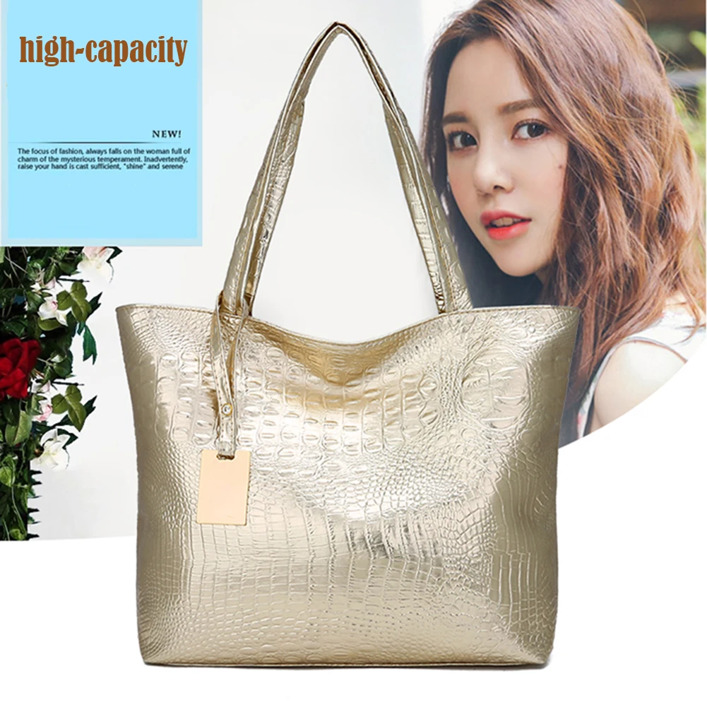 

Retro Crocodile Pattern Handbag Women Large Capacity Leather Tote Designer Crossbody Shoulder Bag Elegant Ladies Top Handle Bag