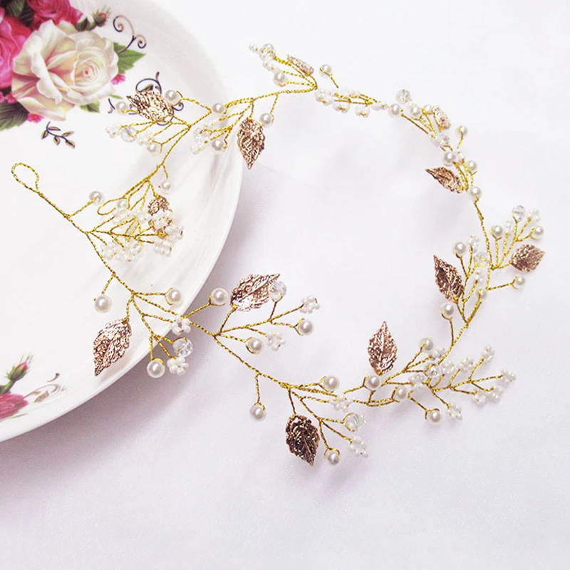 Pearl Crystal Wedding Hair Combs Women Headbands For Bridal Flower Headpiece Bride Hair Ornaments Jewelry Accessories