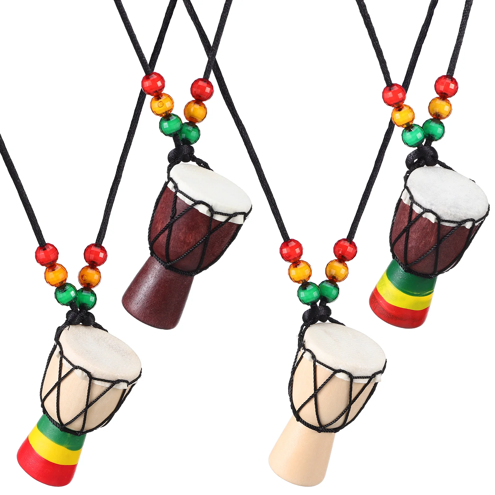 

4 Pcs Jewelry Charms Bracelet For Making African Necklace Music Djembe Pendants Wood Travel Jewels