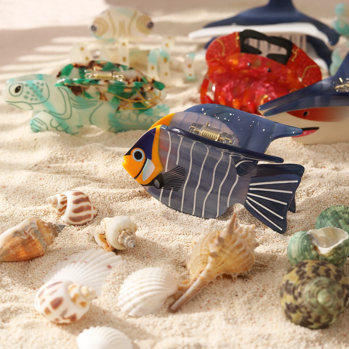 Personalized Ocean Dolphin Octopus Sea Turtle Clown Fish Starfish Acetate Hair Claw Clip 1 piece Hair Accessory Hair Clip