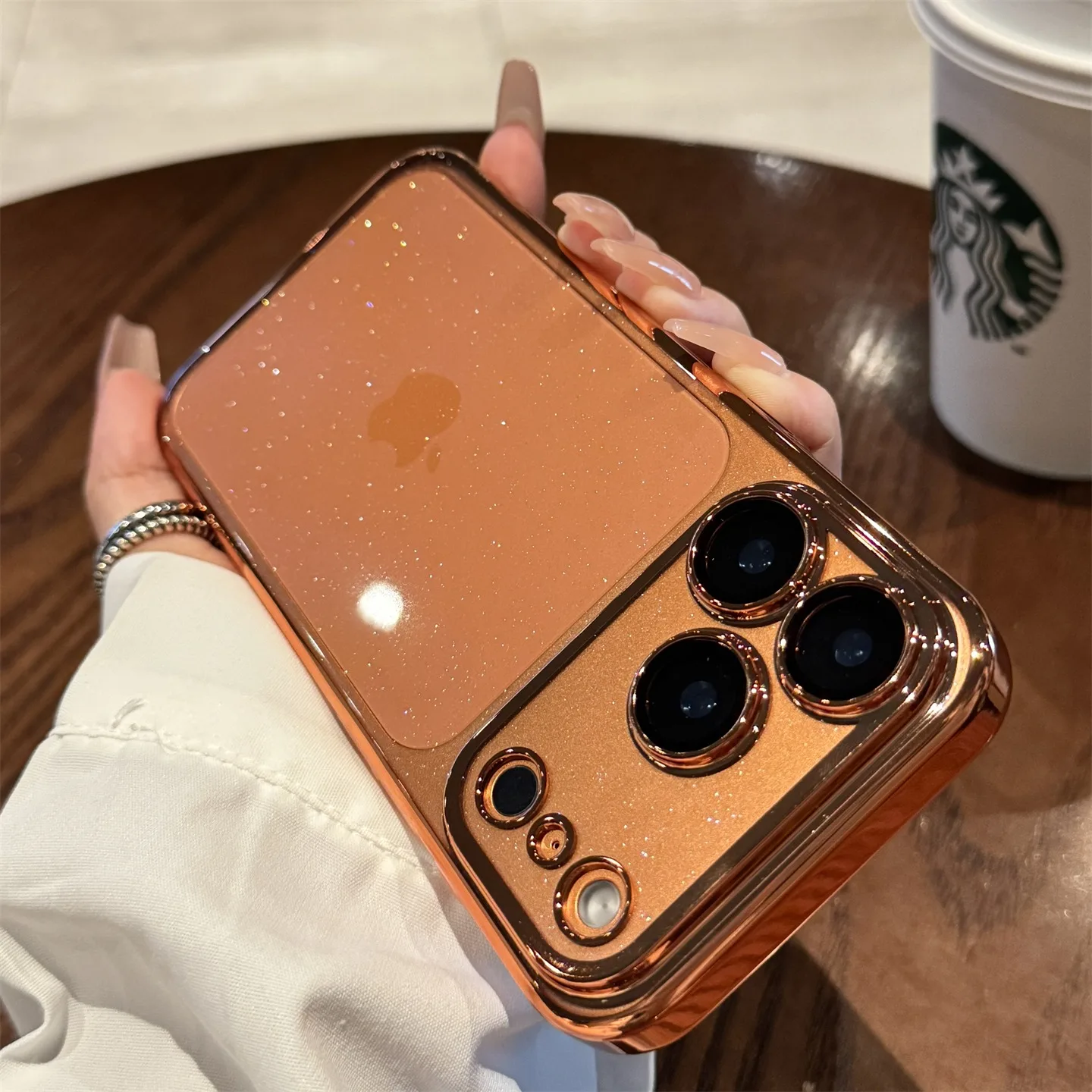 Premium Glitter Plated Clear Case with Lens Protection & Transparent Bling Cover
