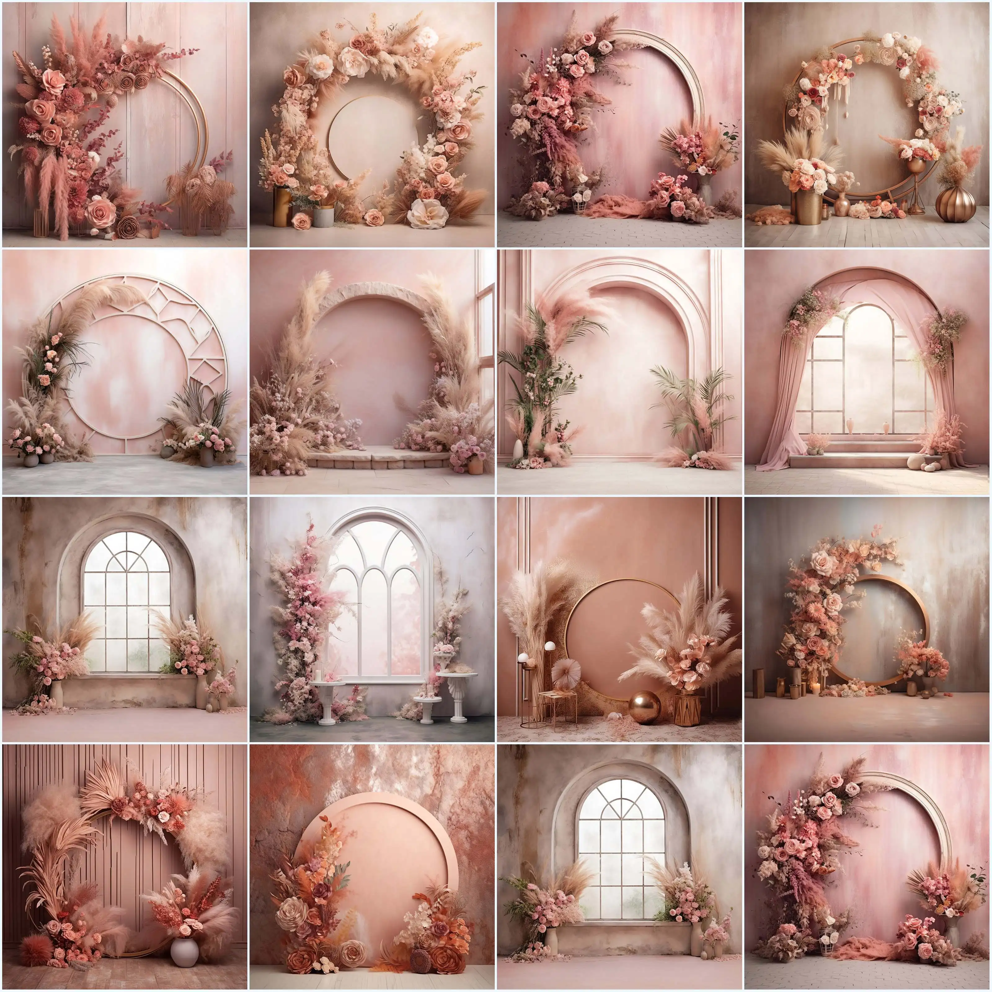 

Avezano Spring Backdrop Boho Flower Arch Wedding Pink Floral Newborn Photography Background Photo Studio Photocall Props